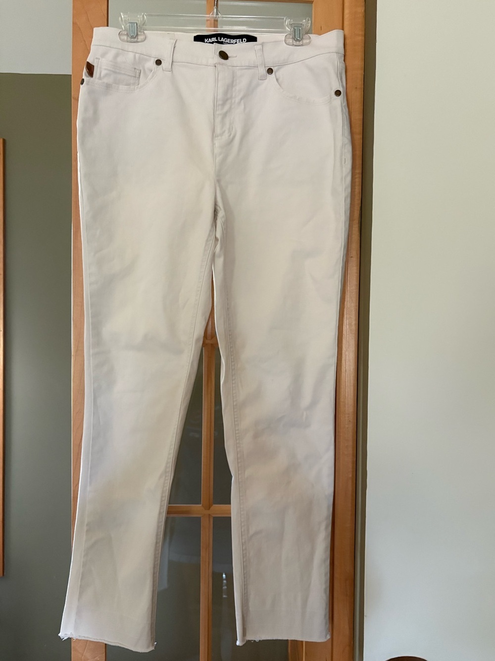 Karl Lagerfeld Women’s Stretchy Cotton/Spandex Twill Pant Size 8 Off White/Cream